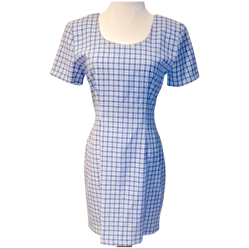 NWOT | My Michelle | Vintage 90s Blue & White Plaid Mini Dress | Size 4